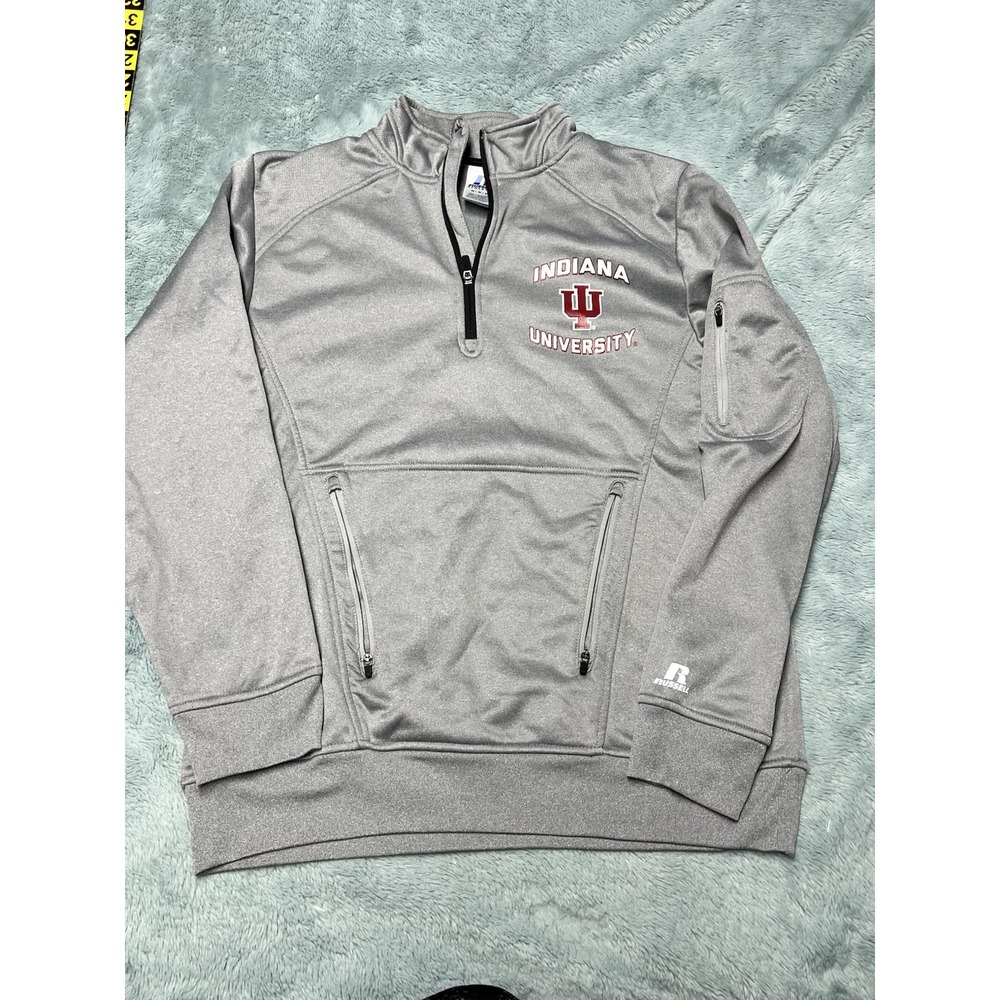 Russell Athletic Indiana University 1/4 Zip Men's M Power‎ Dri Pullover Zip Pock